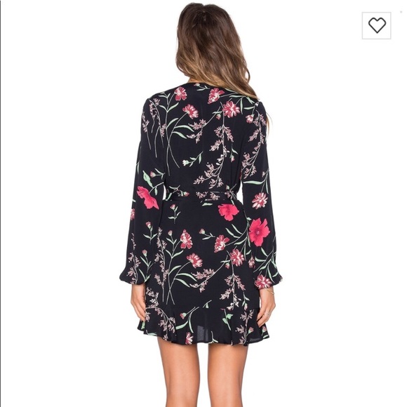 Privacy please black with red florals wrap dress - Picture 3 of 8